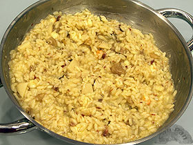 risotto de hongos manitas y langostinos